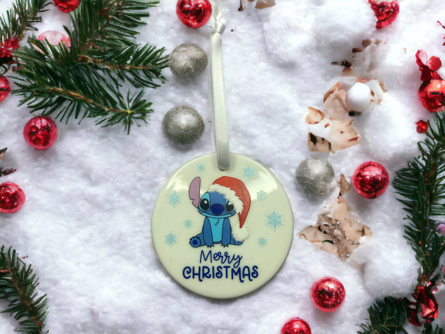 Stitch Inspired Merry Christmas Bauble