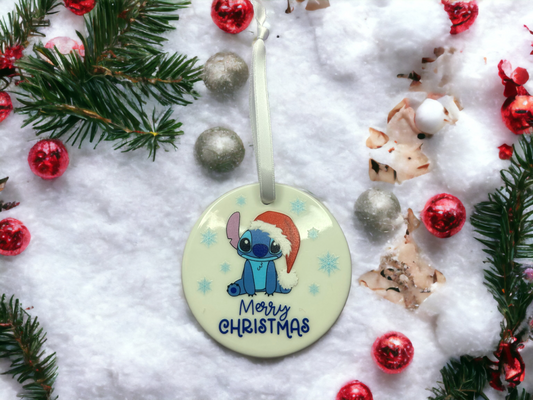 Stitch Inspired Merry Christmas Bauble