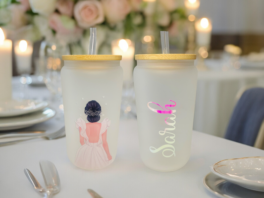 Personalised Bridal Frosted Glass Can