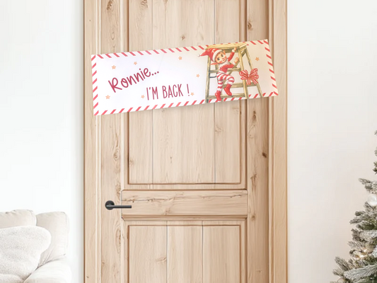 Elf on a Shelf Personalised Arrival PVC Banner
