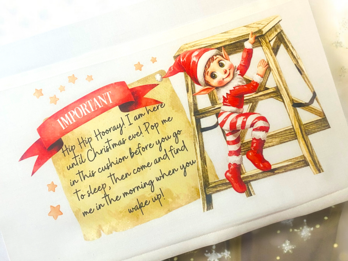 Elf on a Shelf Arrival Personalised Cushion